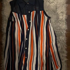 Multicoloured sleeveless chiffon dress